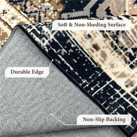 LIVING Machine Washable Rug 5'x7' Vintage Design Washable Area Rugs - Picture 10 of 12